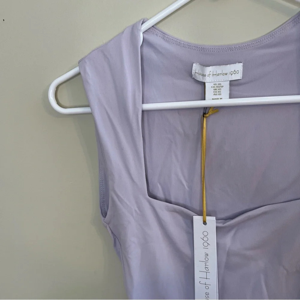 NEW HOUSE OF HARLOW Purple Lavender Cap Sleeve Bodysuit XS - Picture 2 of 9